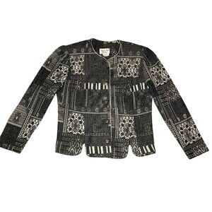 Vtg Stuart Alan Petites Cardigan Sweater Size 6 Gray White USA Made Womens